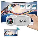 Sovboi Projector, WiFi Mini Portable Projector 9000L,Short Focal Lens 250' Outdoor Movie Projector, HD 1080P Supported Native 720P Video Projector, Phone Projector for PC/TV Stick/Gaming