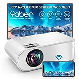 YABER Projector WiFi Mini Projector, 9000L 1080P Full HD Portable Projector, Zoom, 300' Display, Outdoor Projector [Projector Screen Included] Wireless Mirroring Projector for Phone/TV Stick/HDMI/PS4