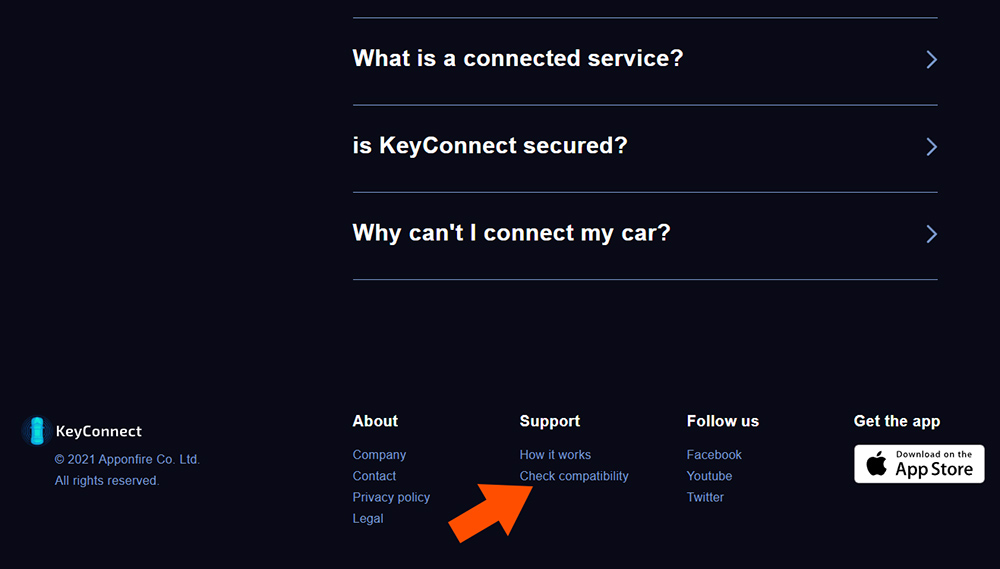 Check car compatibility in the KeyConnect app