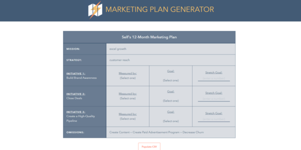 HubSpot marketing plan generator