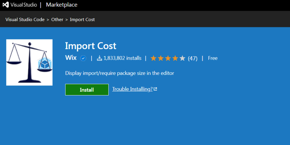Import Cost Visual Studio Extension