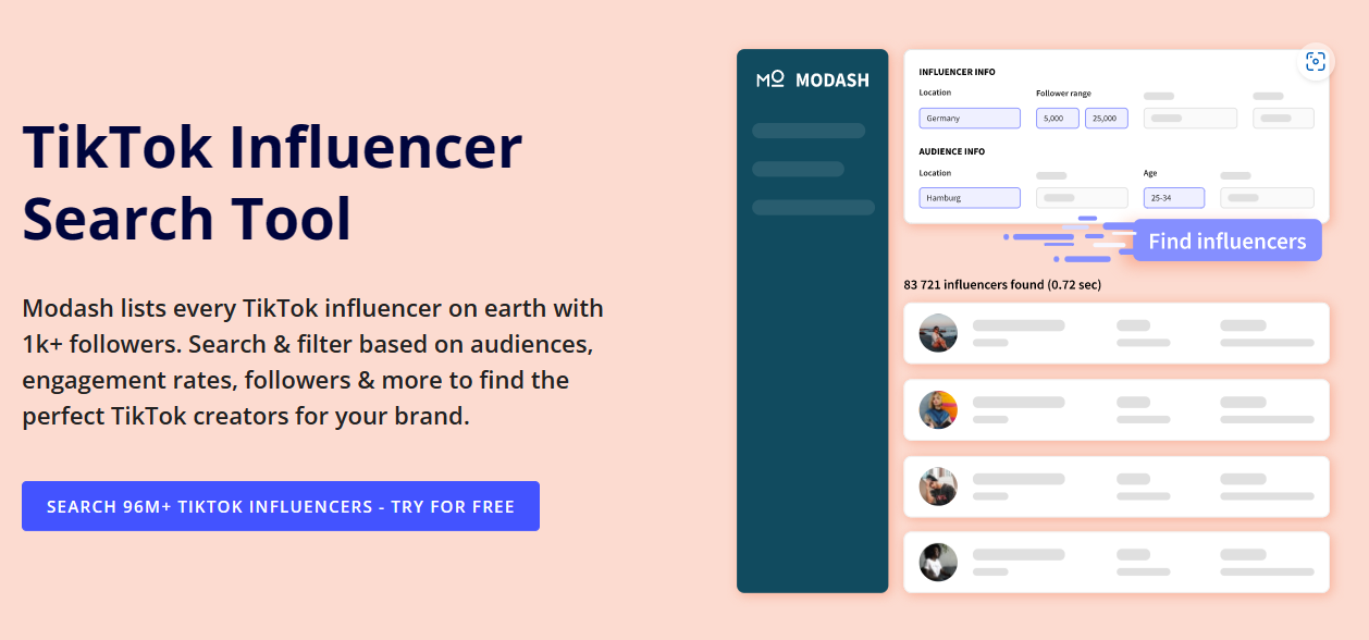 Modash-TikTok-Influencer-Search-Tool