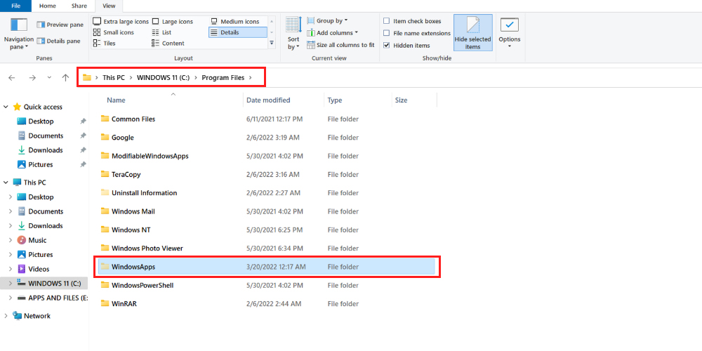 Revealing WindowsApps Folder