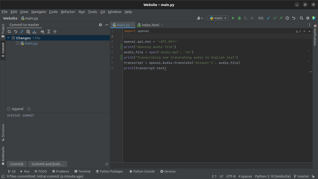 Version control in PyCharm