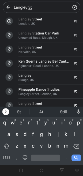 google maps android application search bar