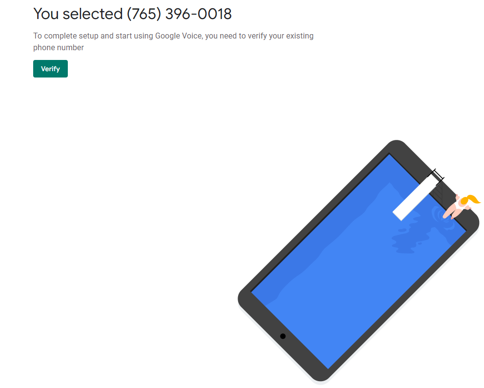 Selected a Google Voice number for activation
