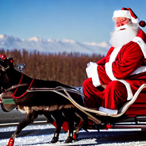 Stable-Diffusion-Modern-Santa-Claus-on-a-sleigh-being-pulled-1