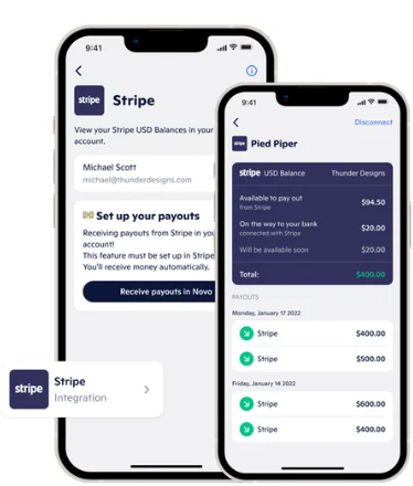 Stripe Payments in Novo business banking account