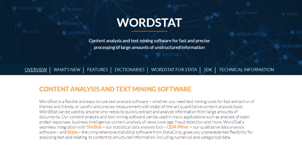 The home page of the Wordstat software
