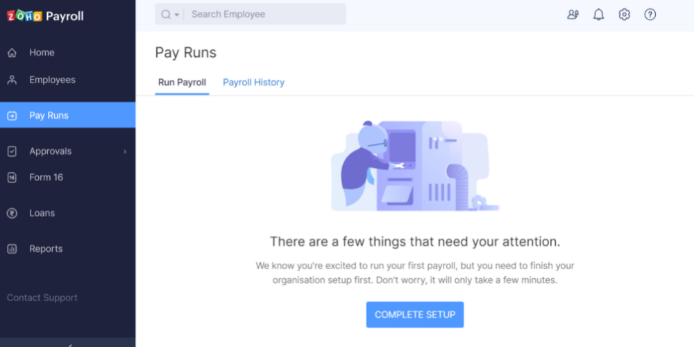 Zoho Payroll App payroll payments are in progress