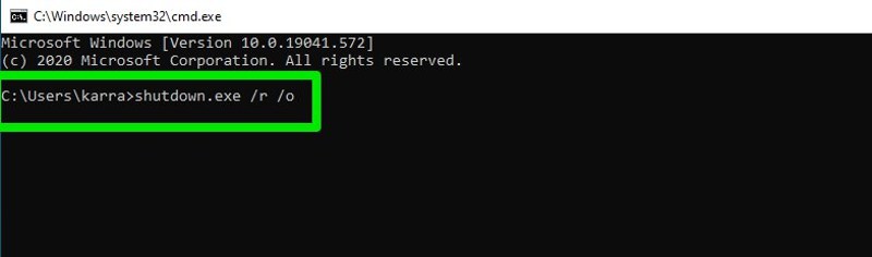 Access safe mode from command prompt