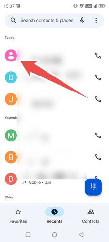 selecting the recent caller to block