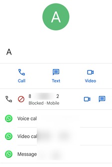 Android contact blocked