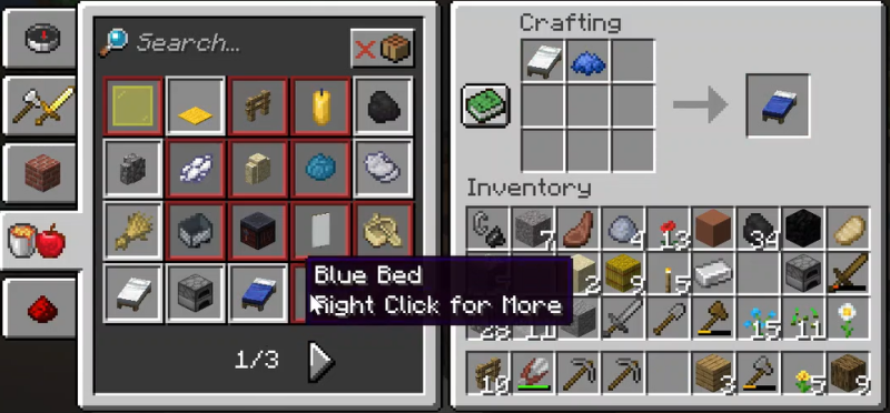 how to make a blue bed in minecraft