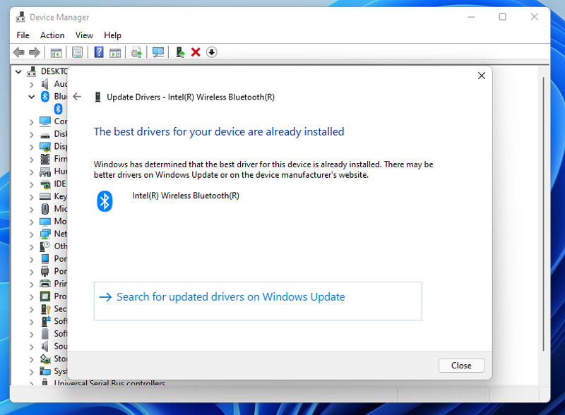 Bluetooth device driver is up to date