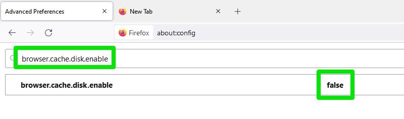 Disable cache in Firefox