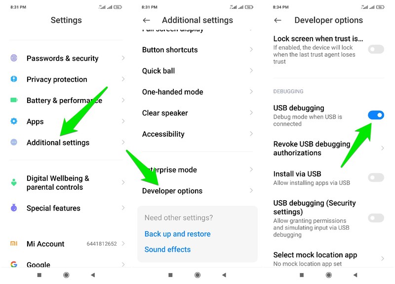 Enable USB debugging on Xiaomi phone