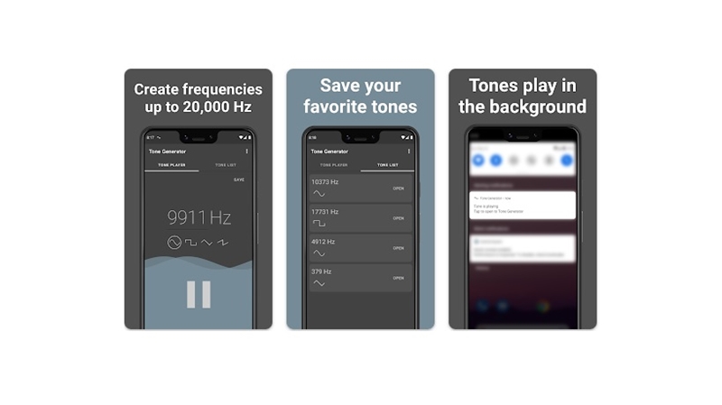 Epsilon Venture's Android Tone Generator has a wide range of features