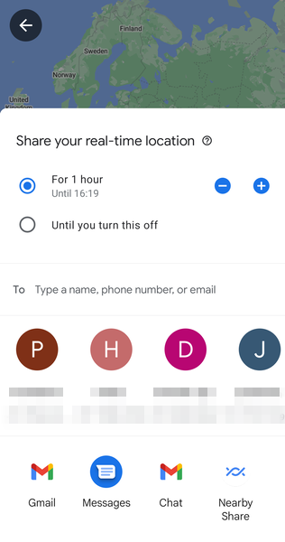 google maps: share location on android