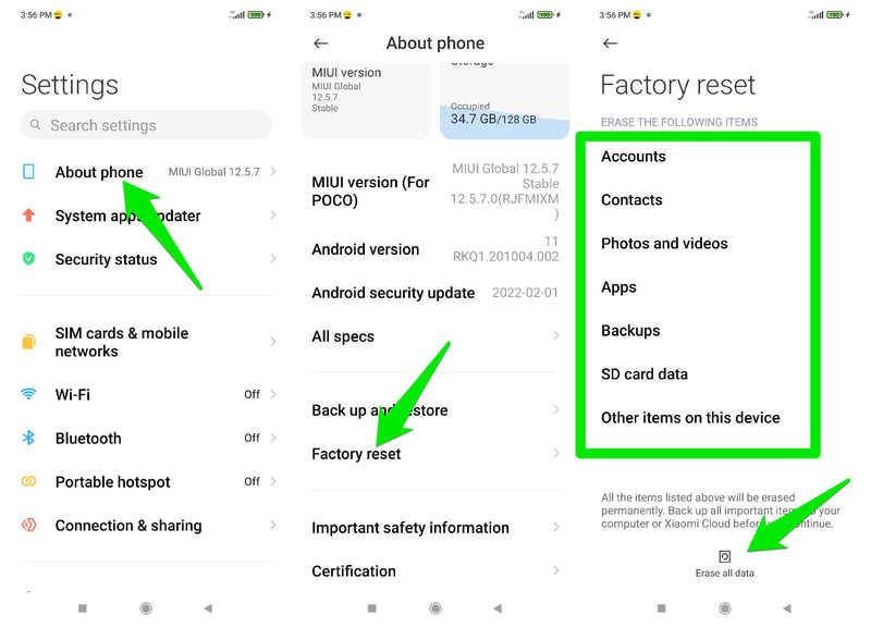 Factory Reset Android phone