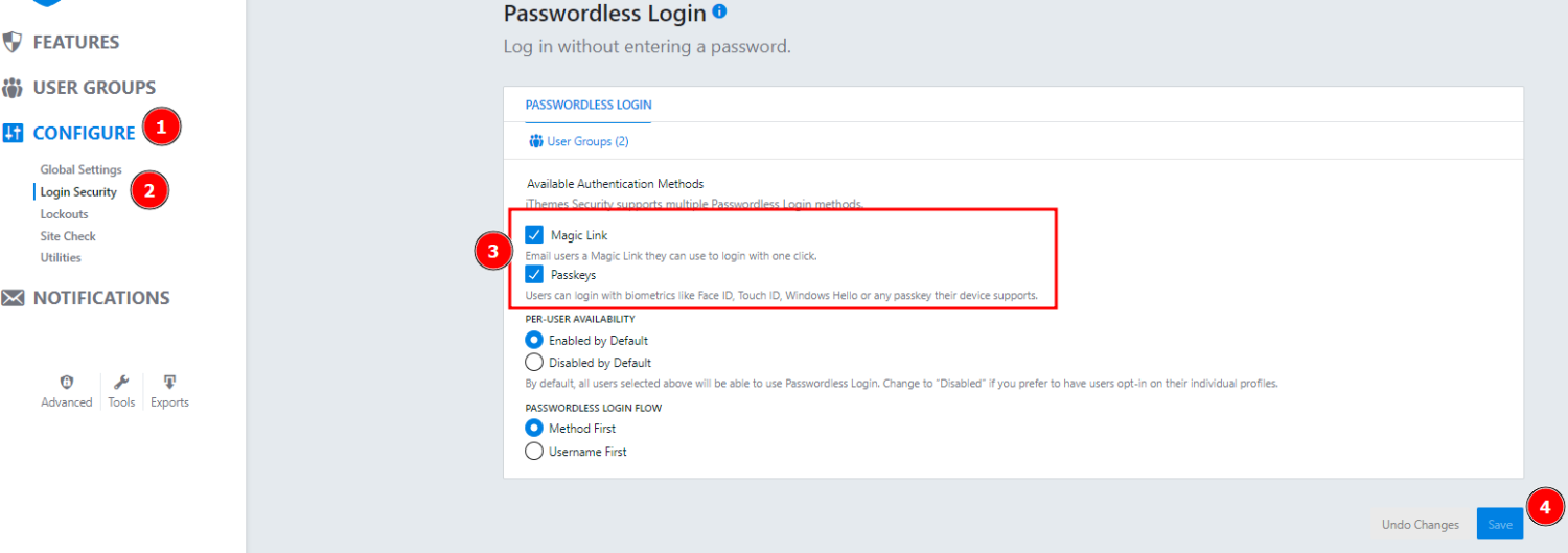 enable magic link and passwordless login