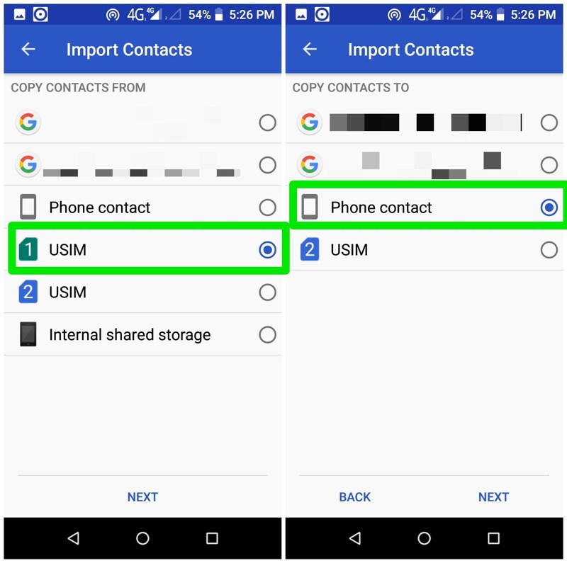 Save SIM contacts on the phone
