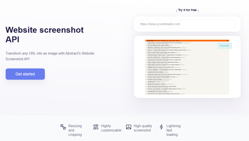 abstract screenshot API tools