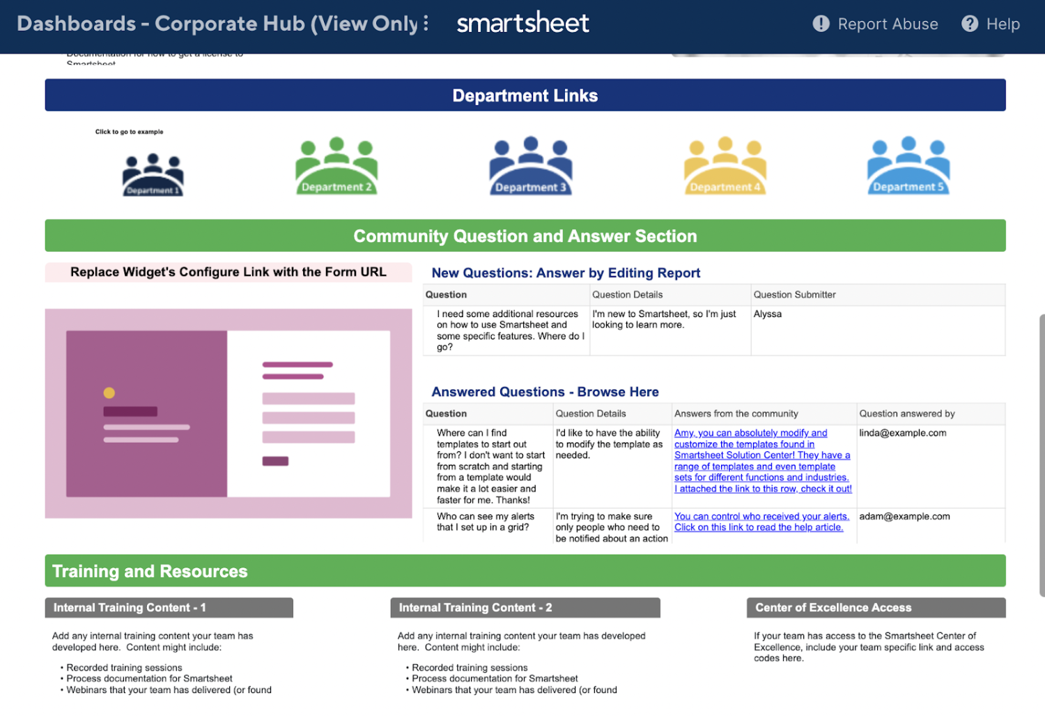 smartsheet corporate hub setup