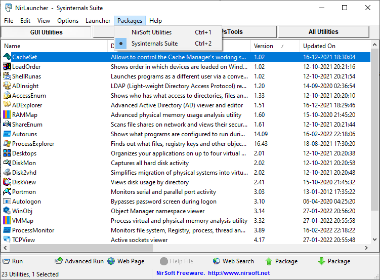 Windows Utilities: nirsoft integration with sysinternals
