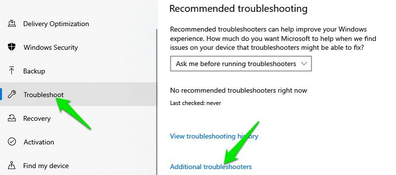 Troubleshooting section