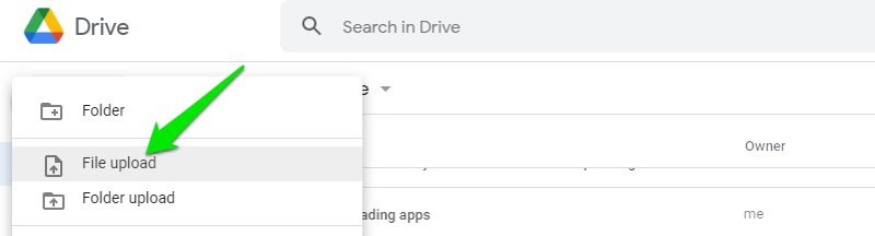 Upload file to Google Drive