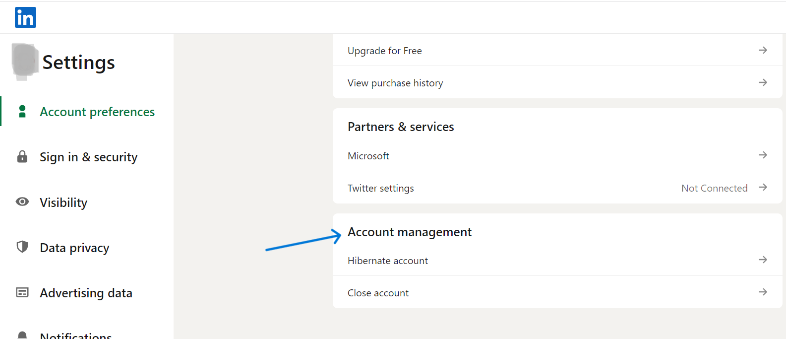 Account preferences