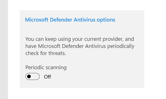 disable periodic scanning to repair Antimalware Service Executable